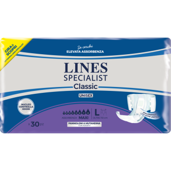 lines specialist classic unisex pannoloni maxi l  30 pezzi